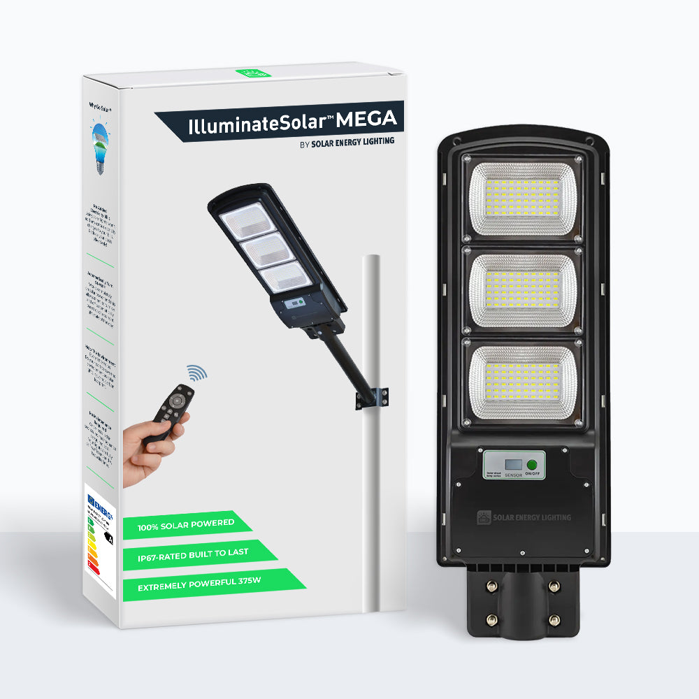 IlluminateSolarMega™ - 3 Lampen + 1 Gratis 375W/6500 Lumen Ultraheldere Straatverlichting op Zonne-energie